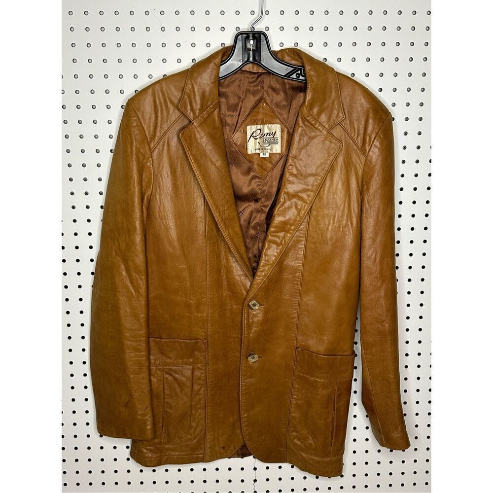 REMY Women's Brown Cowboy Style Leather Jacket/Blazer Size 38
